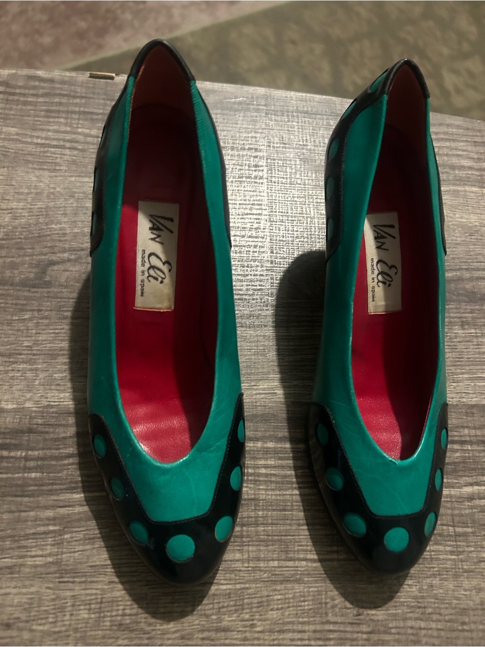 Van Eli Teal and Black Polka Dot Flats